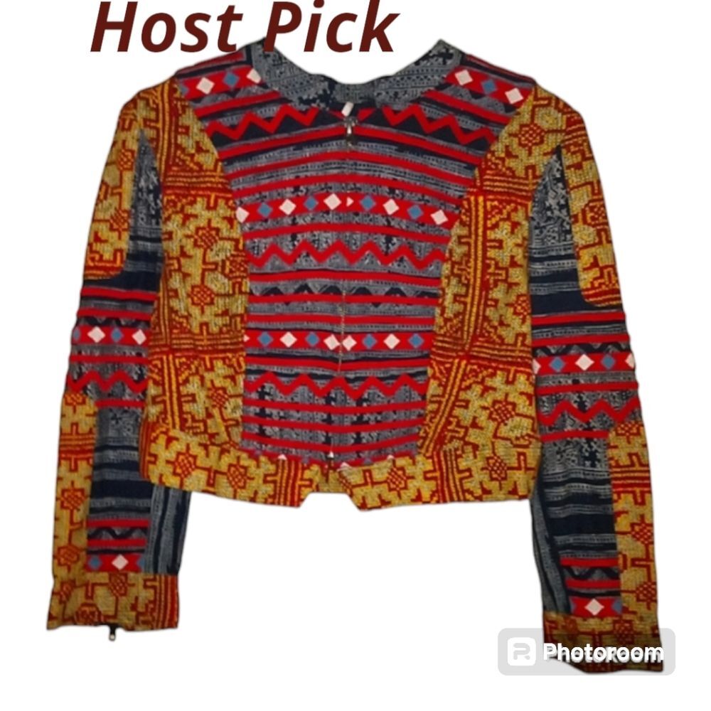 NWT Free People Short Jacket Geometric Embroidered Size 10